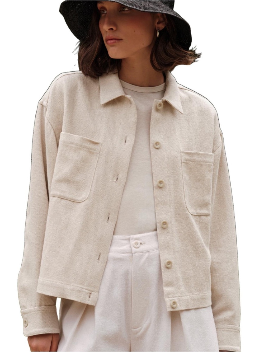 Jenni Kayne Cream/Tan Georgia Button-Front Jacket